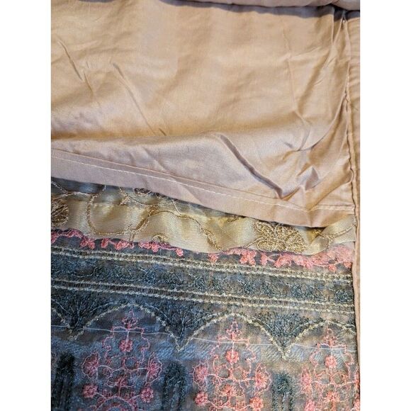 Hayat Embroidered Beige Pink Green Floral Kurti Dress S/M Ethereal Special Occas - Picture 10 of 14